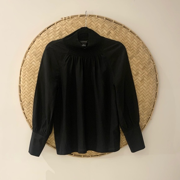 GORGEOUS BLACK CLUB MONACO BLOUSE W/ RUCHING DETAIL - SMALL - Picture 2 of 11
